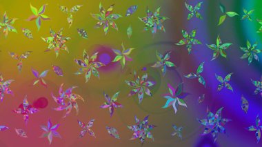 El çizimi çiçekli soyut çizim kalıbı. Yeşil renkli çiçekler. Raster illüstrasyonu.