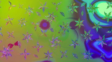 Raster illüstrasyonu. Yeşil renkli çiçekler. Çizim çiçek deseni duvar kağıdı için kullanılabilir.