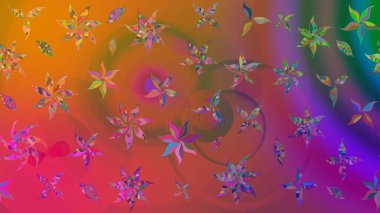 Raster illüstrasyonu. Raster illüstrasyonu. Çiçek desenli çizim. Pembe renkli çiçekler. Asya tekstil tarzında.