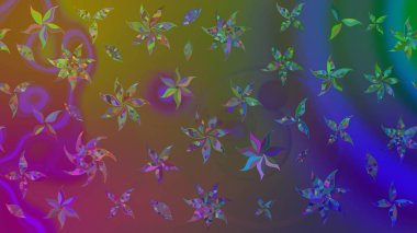 Raster illüstrasyonu. Kahverengi renkli çiçekler. Çizim çiçek deseni duvar kağıdı için kullanılabilir.