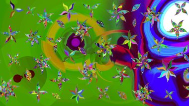 Düz Çiçek Elementleri Tasarımı. Güzel kumaş deseni. Raster illüstrasyonundaki çiçek desenli çizim. Renkli Bahar Teması çizim şablonu.