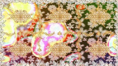 Geleneksel klasik altın desen. Barok tarzında kusursuz bir doğulu süsü. Raster oryantal süs. Altın elementlerle nötr renklerde altın desen.