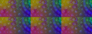 Renkli grunge, soyut arkaplanı colokahverengi çiçeklerle süslüyor. Parmak izi, kumaş, duvar kâğıdı, tekstil için raster dokusu. Nakış desenli çiçek deseni..