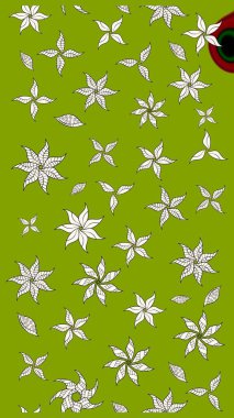 Yeşil renkli çiçekler. Çiçek süslemeli çizim deseni. Raster illüstrasyonu.