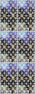 Retro tekstil tasarım koleksiyonu. 1950-1960 motifleri. Gri üzerine gri. El çizimi çiçek unsurları olan soyut, dikişsiz raster deseni. Çiçekli ipek eşarp..