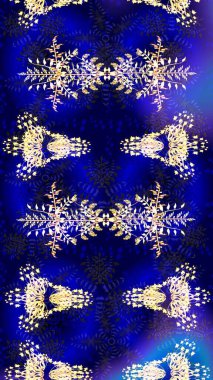 Arkaplanda soyut kar taneleri olan düz tasarım. Kar tanesi süsleme deseni. Kar taneleri arka planda. Raster illüstrasyonu. Kar taneleri deseni.