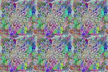 Raster suluboya çiçek deseni, narin çiçekler, mavi, yeşil ve nötr çiçekler, tebrik kartı şablonu. Raster Güzel kumaş deseni.