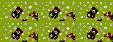 Üzerinde gelincikler ve vadi zambakları olan renkli çiçek desenli nakış deseni. Tekstil tasarımı için yeşil renkli geleneksel halk çiçekleri buketi.