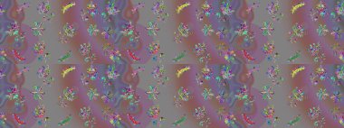 Tropik çiçek desenleri. Raster illüstrasyonu. Gri, nötr ve pembe renkte çiçekler.