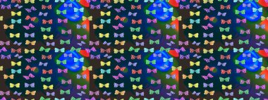 Çizim kalıbı. Raster illüstrasyonu. Mavi renkte bir resim. Karala, karala, karala. Tekstil baskısı için ekose kelebek.