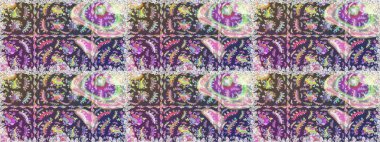 Renkli Bahar Temalı Kusursuz Arkaplan. Raster. Düz Çiçek Elementleri Tasarımı.