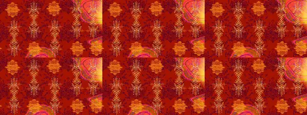 Çizim çiçek deseni duvar kâğıdı olarak kullanılabilir. Raster illüstrasyonu. Kırmızı, turuncu ve mor renkte çiçekler.