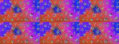 Şatafatlı bahar bahçesi dokusu. Çiçek deseni. Mor renkli çiçek çizimi. Raster illüstrasyonu. Mor renkte çiçekler.