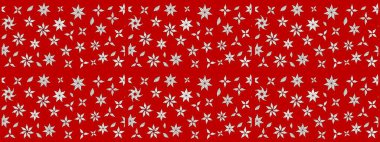 Kırmızı kıvırcık çiçekler kırmızı renklerde şekillenir. Raster illüstrasyonu. Klasik çiçek tasarım elementleri.