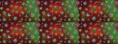 Raster illüstrasyonu. Kahverengi renkli Asya tekstili. Suluboya çiçekli çiçek deseni.