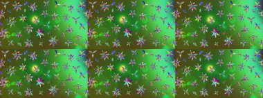 Yeşil renkli çiçekler. Kumaş desenli papatya çiçekleri ayrıntıları.