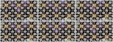 Raster illüstrasyonu. 3 boyutlu çiçekler, pürüzsüz. Siyah renklerde.