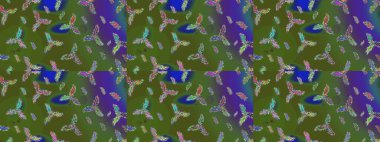 Düz kar karalama ikonları, yılbaşı afişi için kar taneleri silueti, kartlar. Yeşil, mavi ve menekşe renkleri üzerine şirin soyut kar taneleri raster tasarımı. Yeni yıl kar tanesi.