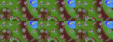 Kar Tanesi Raster illüstrasyonu. Yeşil, kahverengi ve mavi renklerde izole edilmiş. Kar Tanesi Simgesi. Kış kar taneleri.