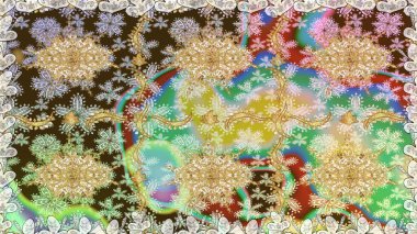 Kusursuz soyut bir arkaplan. Oriental raster klasik nötr ve altın desenli. Raster illüstrasyonu.