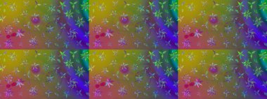 Üzerinde yeşil renkte karalamalar olan çiçek desenleri çiz. Raster illüstrasyonu.