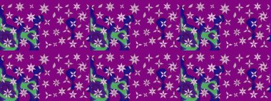 Raster illüstrasyonundaki çiçek desenli çizim. Mor renkte çiçekler.