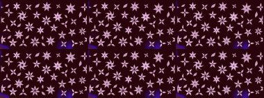 Renkli Yaz Temalı eskiz kalıbı. Kahverengi renkli çiçekler. Raster Illustrasyon 'daki Çiçek Deseni' nin son moda çizimi. Düz Çiçek Elementleri Tasarımı.