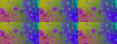 Renkli Bahar Teması eskiz kalıbı. Raster illüstrasyonu. Taslak desenli, modaya uygun kumaş deseni. Şirin çiçek elementleri. Düz Çiçek Elementleri Tasarımı.