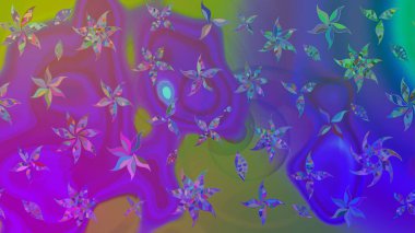 Sevimli çiçek raster deseni. Düz Çiçek Elementleri Tasarımı. Mor renkli çiçekler. Renkli Bahar Teması çizim şablonu.