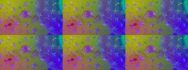 Düz Çiçek Elementleri Tasarımı. Raster illüstrasyonundaki çiçek desenli çizim. Mor renkli çiçekler. Renkli Bahar Teması çizim şablonu.