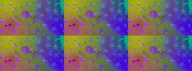 Yeşil renkli etnik çiçeklerle süslenmiş zarif bir eskiz şekli. Asya Tekstil 'inde Raster Çiçek İllüstrasyonu.