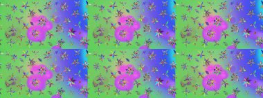 Çiçekli karalama şeklinde Raster çiçek deseni. Yumuşak, yaz çiçekli arka plan. Yeşil renkte çiçekler.