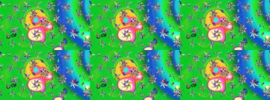 Çiçekli karalama şeklinde Raster çiçek deseni. Yumuşak, yeşil renkli bahar çiçekleri. Raster illüstrasyonu.