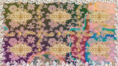 Kusursuz klasik raster altın desenli. Klasik klasik klasik arka plan. Geleneksel oryantasyon süsü. Altın elementlerle bej renklerde pürüzsüz desen.