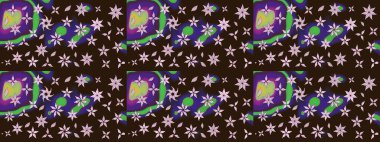 Kahverengi renklere karalama yapan çiçek desenli çizim. Raster illüstrasyonu.