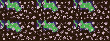 El çizimi. Suluboya çizimi. Çiçekli eskiz deseni. Kahverengi renkte çiçekler.