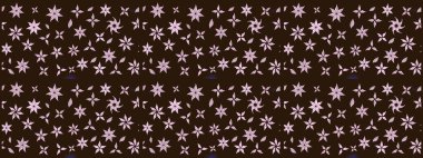 Kahverengi renkli bitkilerden oluşan parlak çiçekli çizim deseni.