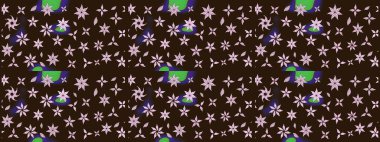 Küçük çiçekte güzel bir desen. Robot resim. Küçük renkli çiçekler. Çiçekli bahar çiçekleri. Motley illüstrasyonu. Moda baskıları için zarif bir şablon.