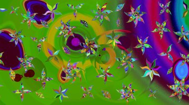 Raster illüstrasyonu. Şirin çiçek elementleri. Düz Çiçek Elementleri Tasarımı. Renkli Bahar Teması eskiz kalıbı. Çizim deseni Modaya uygun kumaş deseni.