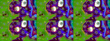 Vadinin yeşil renkli çiçekleri. Çiçeksel çizim kalıbının çizimi.