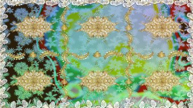 Kusursuz oryantal klasik altın desen. Tarafsız renklerde altın tekrarlayan elementler içeren Raster soyut arkaplanı.