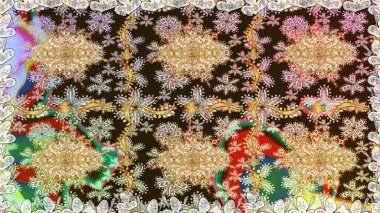 Kahverengi renklerde altın elementler. Geleneksel klasik raster altın pürüzsüz desen. Barok tarzında kusursuz bir doğulu süsü..