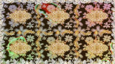 Kahverengi renklerde altın element. Antika altın tekrarlanabilir duvar kağıdı. Damask arkaplanı tekerrür ediyor. Barok tarzında altın çiçek süsü..