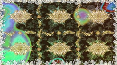 Çiçek süsü kumaş deseni, cam, altın elementlerle kahverengi renklerde çiçek desenli metal. Klasik raster altın pürüzsüz desen.