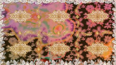 Barok tarzında kusursuz bir doğulu süsü. Kahverengi renklerde altın desenler ve altın elementler. Geleneksel klasik altın desen. Raster doğulu süsü.