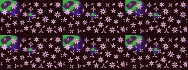 Renkli Bahar Teması eskiz kalıbı. Güzel kumaş deseni. Düz Çiçek Elementleri Tasarımı. Raster illüstrasyonunda çiçek deseni çizimi.