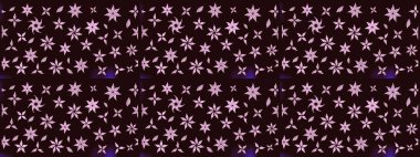 Raster illüstrasyonu. Şirin çiçekli eskiz deseni ve kahverengi renkli yapraklar, suluboya çiçek deseni, duvar kağıdı, kart veya kumaş için fayanslı.