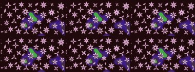 Düz Çiçek Elementleri Tasarımı. Renkli Yaz Temalı eskiz kalıbı. Sevimli çiçek raster deseni. Kahverengi renkte çiçekler.