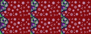 Raster illüstrasyonu. Suluboya çiçekli çiçek deseni. Kırmızı renkte Asyalı tekstil.