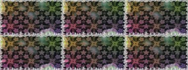 Raster Çiçek İllüstrasyonu 'nun şirin tekstili. Gri renkli etnik çiçeklerle kusursuz bir desen..